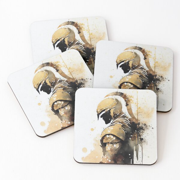 Item preview, Spartan Warrior Portrait Watercolor in Black and Gold designed and sold by ShadowAndSlate.