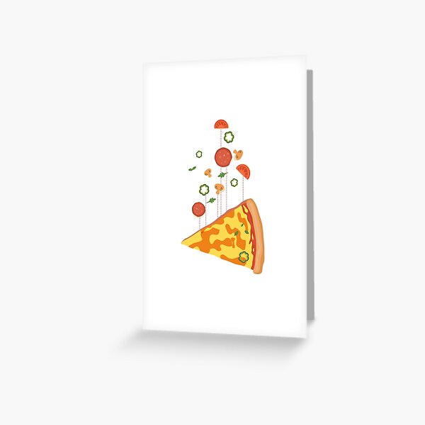 Pizza floating island - Hot pizza is in the air - I love Pizza Greeting Card