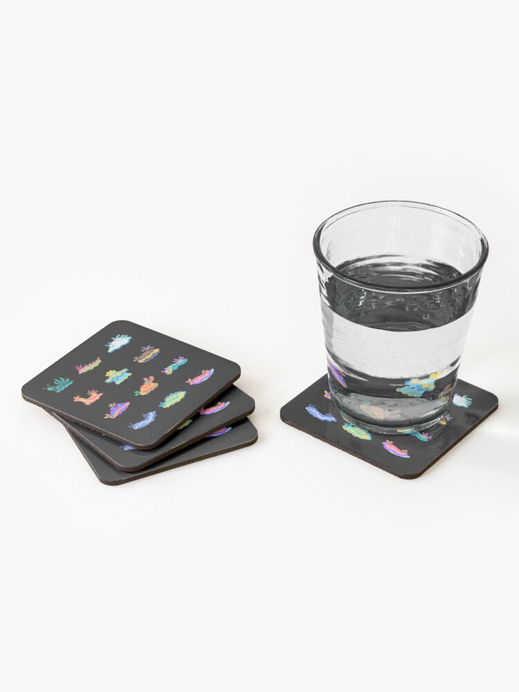 Alternate view of Sea slug - black Coasters (Set of 4)