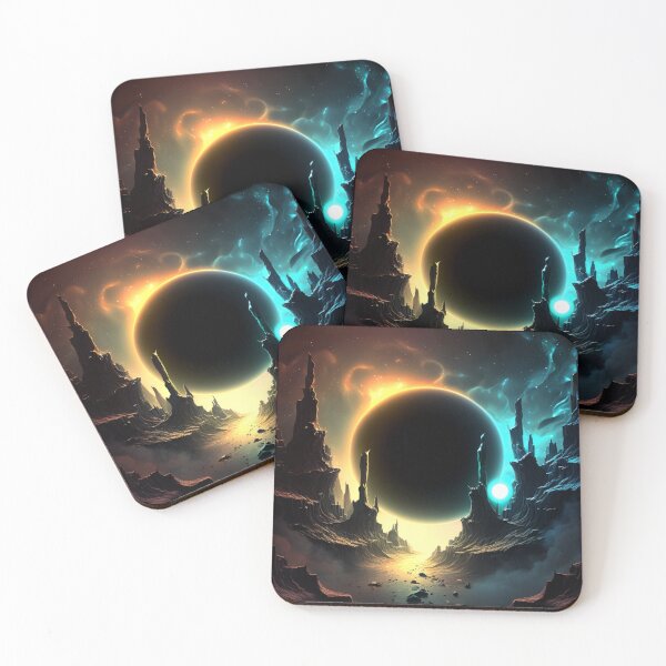Item preview, Fantasy Landscape Art, Moon Orbiting a Black Hole designed and sold by Fantasy Masterpiece.