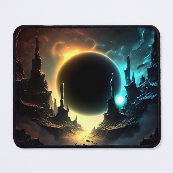 Item preview, Fantasy Landscape Art, Moon Orbiting a Black Hole designed and sold by Fantasy Masterpiece.