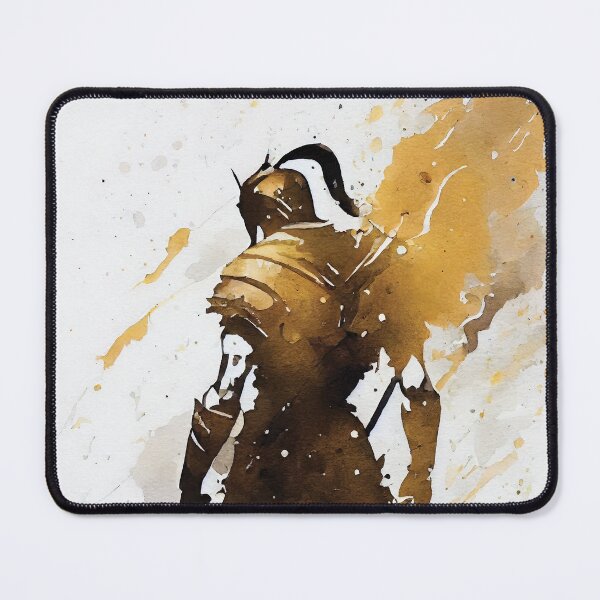 Item preview, Spartan Warrior Full Body Watercolor in Black and Gold designed and sold by ShadowAndSlate.