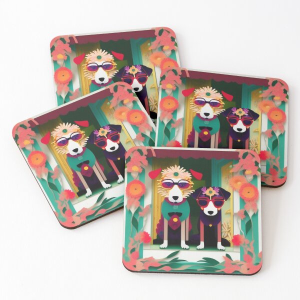 Item preview, Smart and lovely dogs wearing glasses in front of their home  designed and sold by brilliant-com.