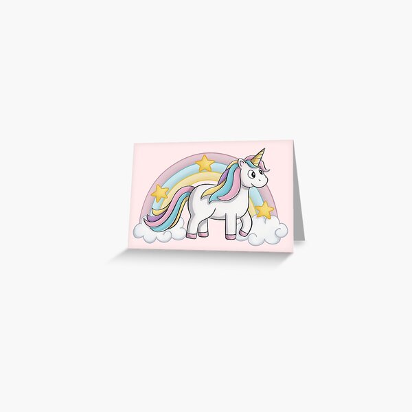 Cute Unicorn With Rainbow Greeting Card