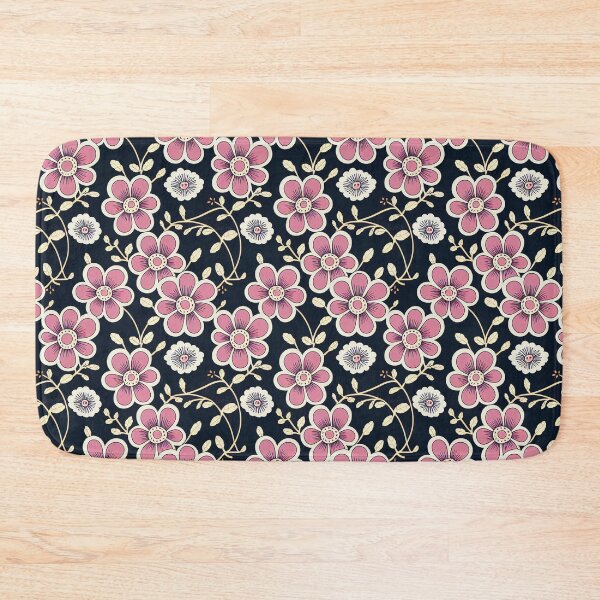 Item preview, Simple Retro Pink Flowers On Black designed and sold by Fine Prints.