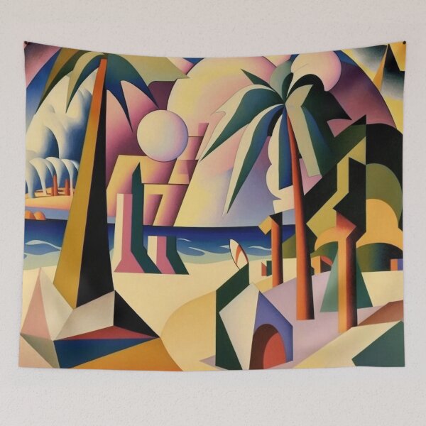 Item preview, A Tropical Beach in Abstract Art Style designed and sold by ArtNouveauChic.