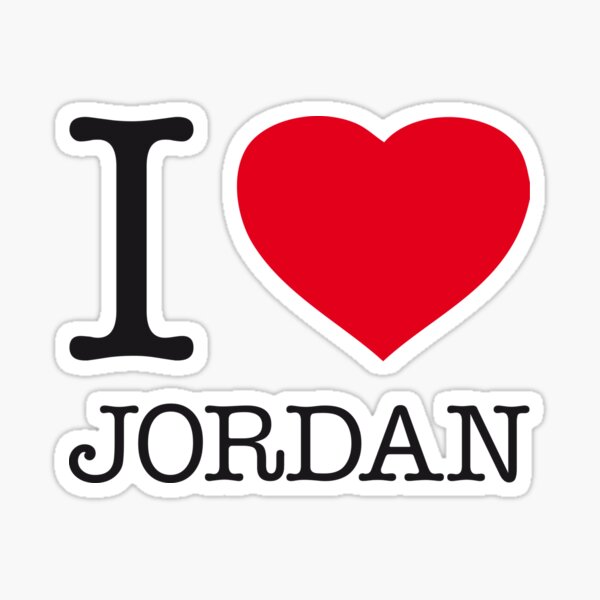 I Love Jordan - With Simple Love Heart Sticker for Sale by