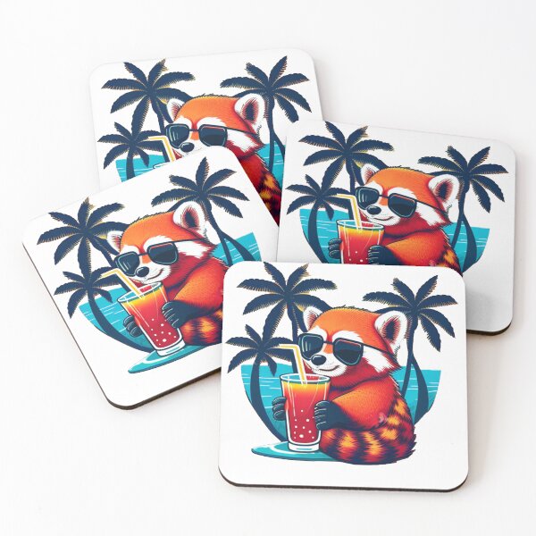 Artikelvorschau, Lustiger roter Panda Tier Design Aufkleber Tropischer Sommer Vacay Mode Urlaub entworfen und verkauft von reddrive88.