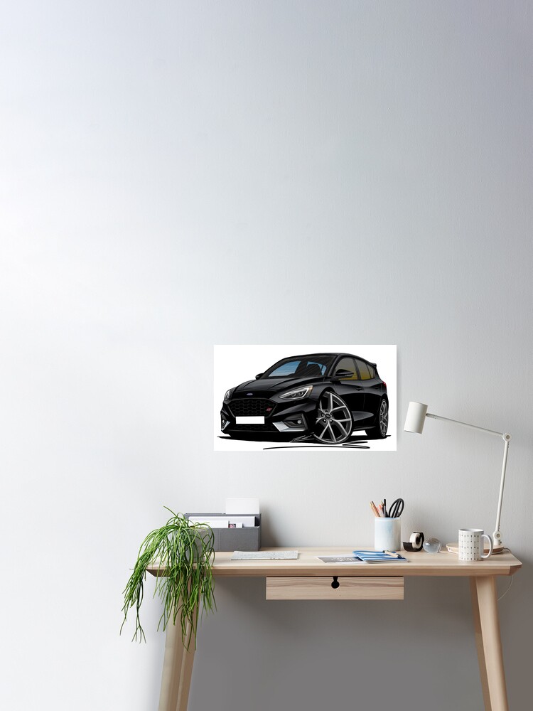 Póster for Sale con la obra «Ford Focus (Mk4) ST Black - Caricatura Car  Art» de yeomanscarart
