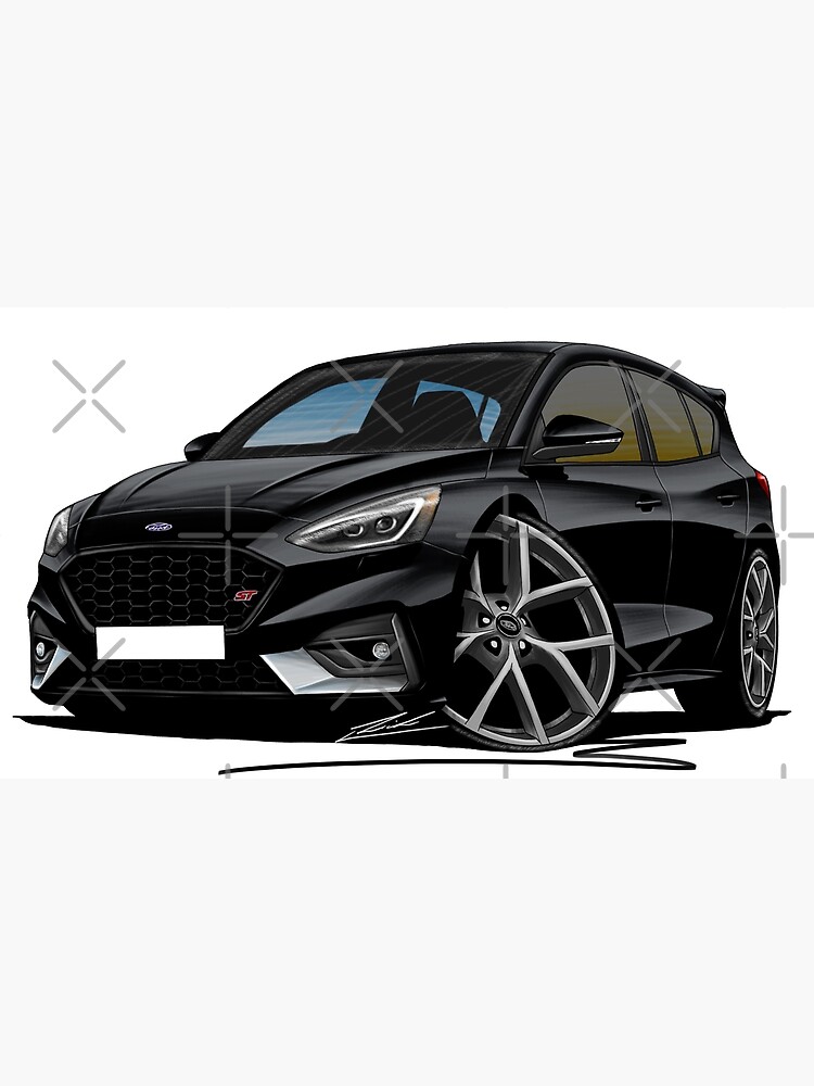 Ford Focus (Mk4) ST Black - Caricature Car Art Art Print for Sale by  yeomanscarart