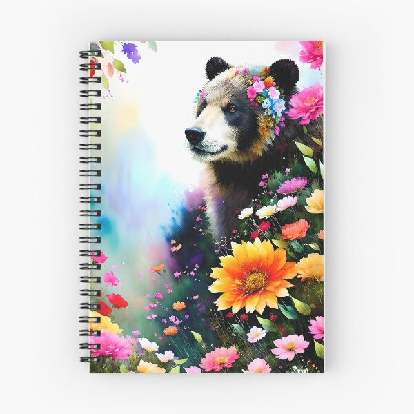 Item preview, Bear sitting in the forest surrounded by flowers designed and sold by Whimsy Bu.