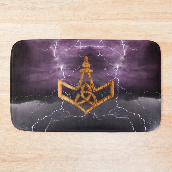 Item preview, Thor's Hammer Mjolnir with Lightening and Purple Sky Viking God of Thunder designed and sold by SignsOfSpirit.