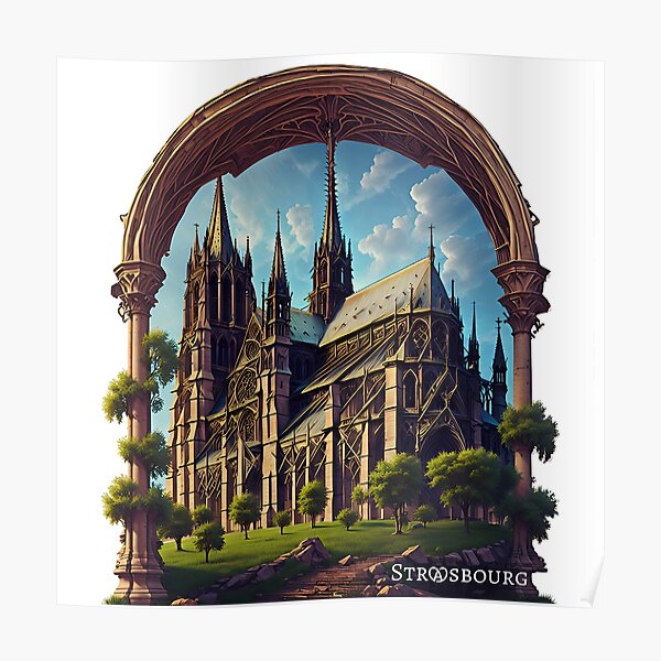 Fantasy Cathedral in Strasbourg, France. Poster