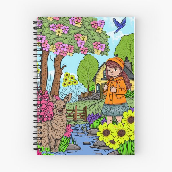 Item preview, spring scenes coloring book designed and sold by DailyProduct.