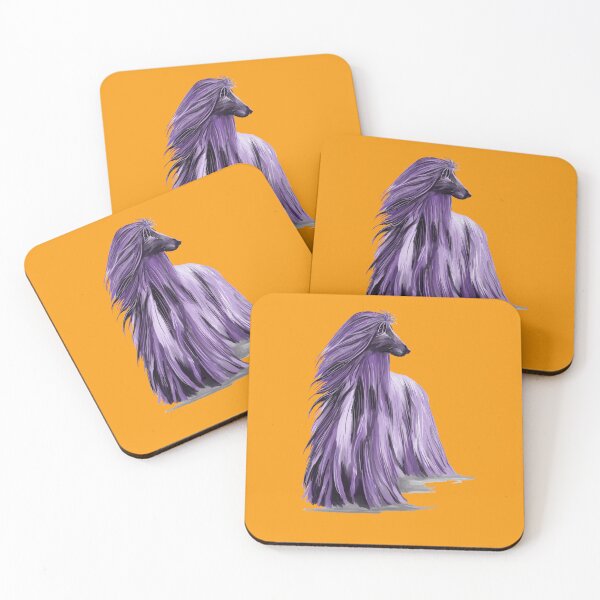 Item preview, Afghan hound in shades of purple, orange background designed and sold by Faerieglen.