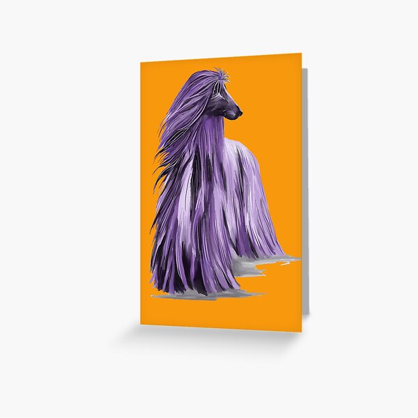 Item preview, Afghan hound in shades of purple, orange background designed and sold by Faerieglen.