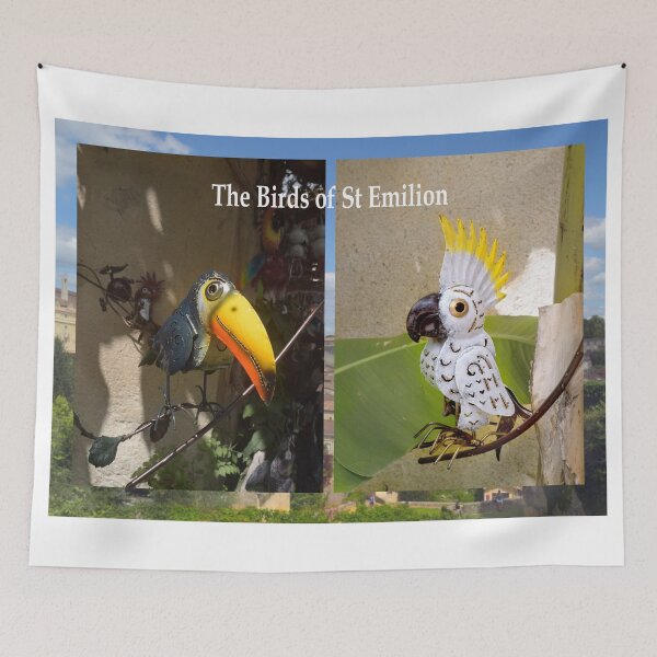 Item preview, St Emilion, Friendly Hornbill and Cockatoo,Medieval French Village Wine Center designed and sold by JonDelorme.