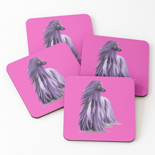 Item preview, Afghan hound in shades of purple, hot pink background designed and sold by Faerieglen.