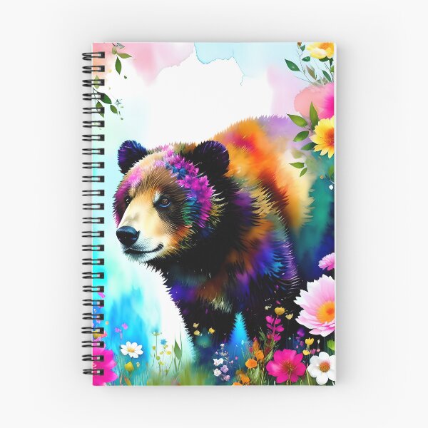 Item preview, Bear sitting in the forest surrounded by flowers designed and sold by Whimsy Bu.