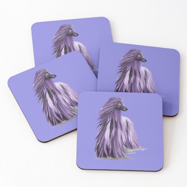 Item preview, Afghan hound in shades of purple, blue background designed and sold by Faerieglen.