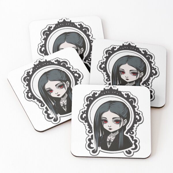 Item preview, Gothic girl with big red eyes sticker designed and sold by KukiStickers.