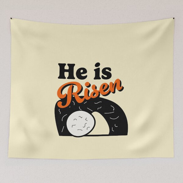 Item preview, 80s Retro He is Risen Easter Empty Tomb (Black and Orange) designed and sold by Gumblebee Design.