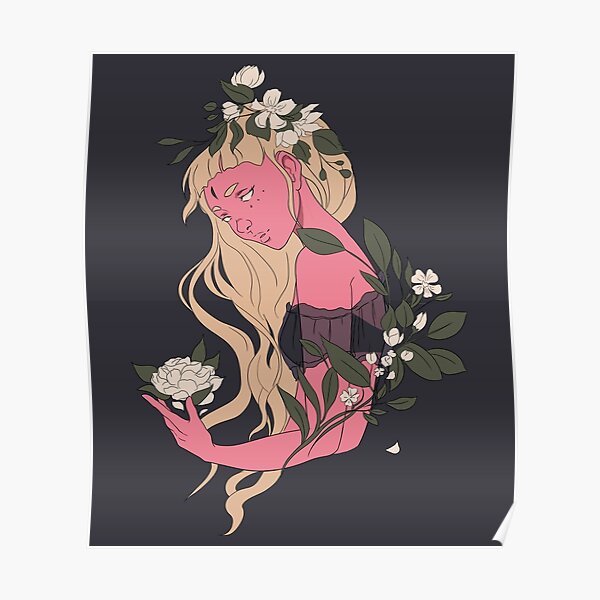 Girl with flowers Poster