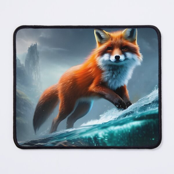 Item preview, Fox in the Water, ink drawing, Ai Generated Art designed and sold by ACC .