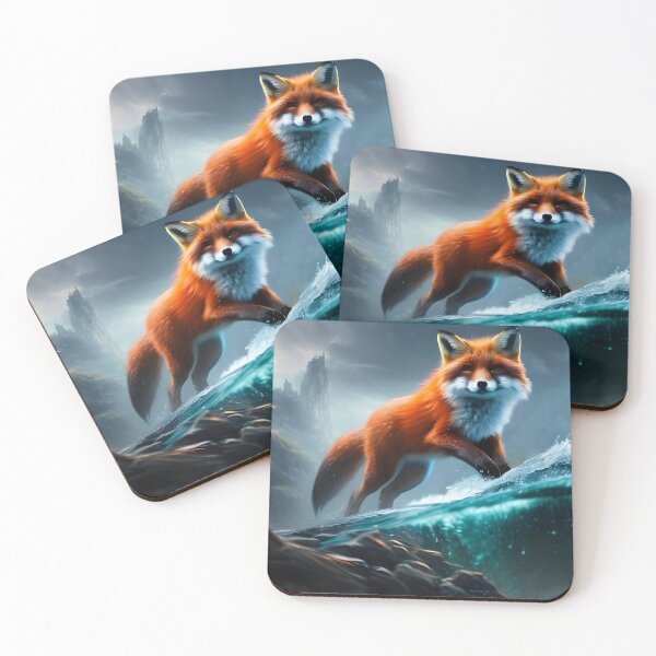 Artikelvorschau, Fuchs im Wasser, Tuschezeichnung, Ai Generated Art entworfen und verkauft von ACC .