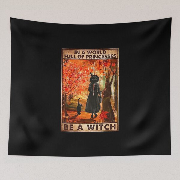 Item preview, Witch with Black Cat in Forest Halloween Graphic designed and sold by zptees.