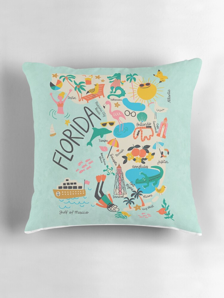 Orlando Map Pillow - retailer Florida Map Pillow 18x18