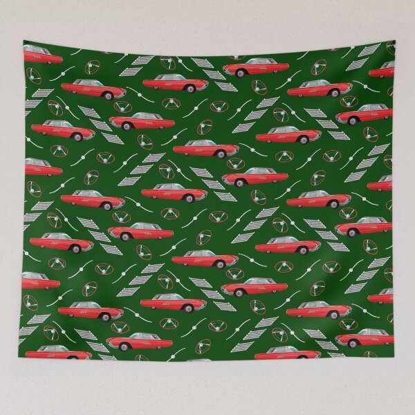 Item preview, 1963 Red Hot Hot Rod Antique Car on Dark Green 004001 designed and sold by Art in My Loft.