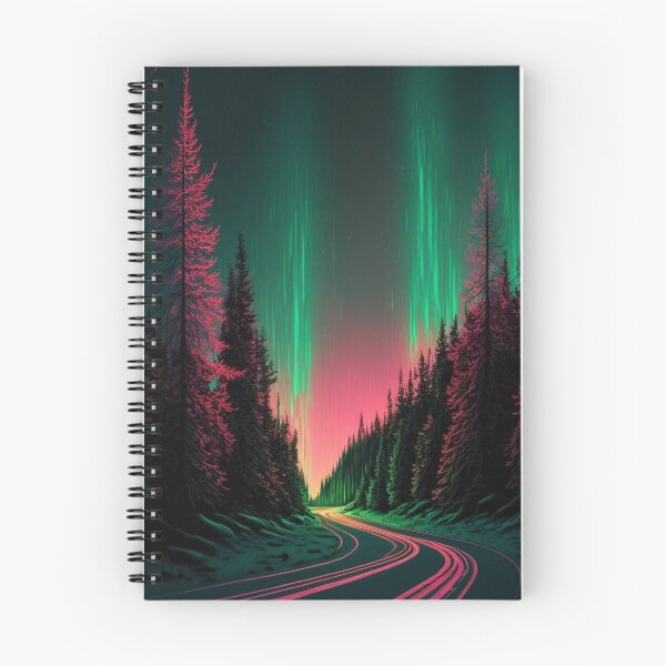 Item preview, Northern Lights/Aurora Borealis Road Forest designed and sold by AIartCANVAS.