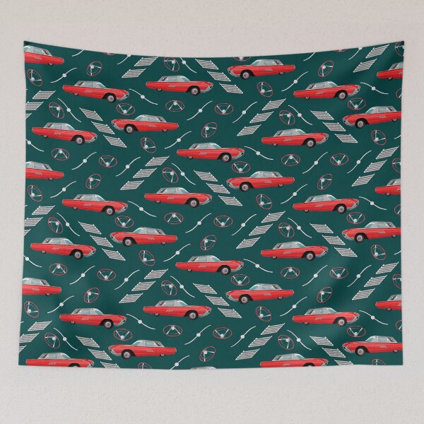 Item preview, 1963 Red Hot Hot Rod Antique Car on Dark Teal 004040 designed and sold by Art in My Loft.