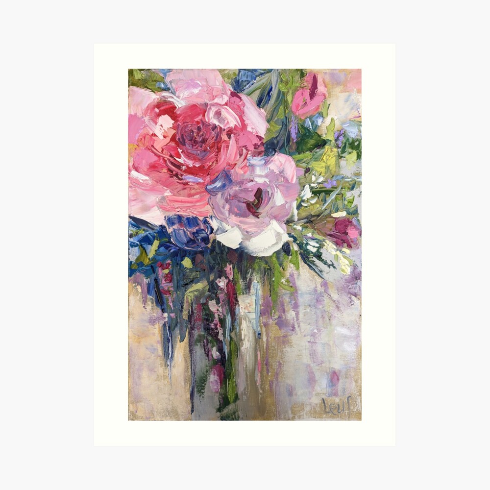 Olena Art Canvas Art Picture - Colorful Flowers Painting ( Floral & Botanical > Flowers art) - 26x26 in