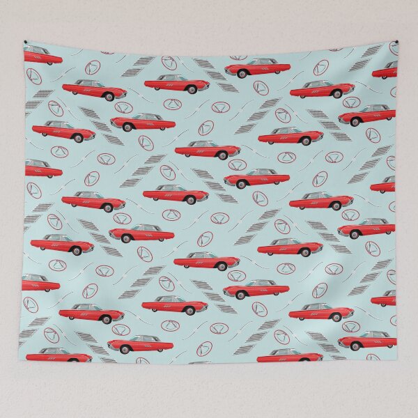 Item preview, 1963 Red Hot Hot Rod Antique Car on Light Blue cde8e8 designed and sold by Art in My Loft.
