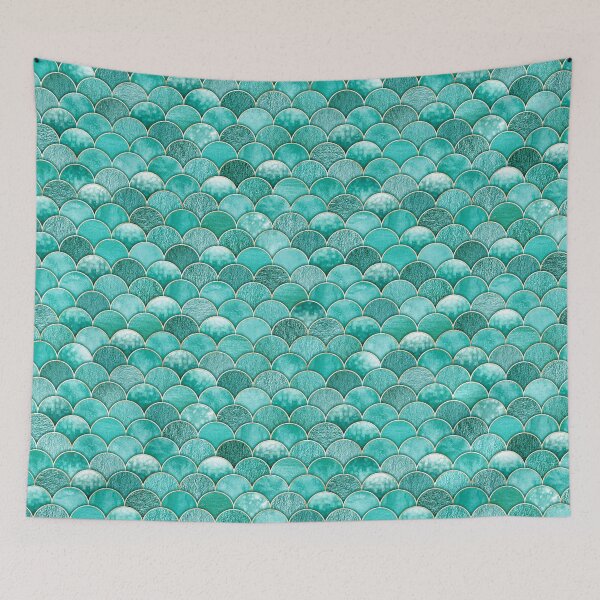 Item preview, Mermaid fish scale golden wave japanese pattern designed and sold by olgersart.