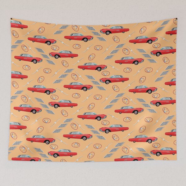 Item preview, 1963 Red Hot Hot Rod Antique Car on Light Orange ffc180 designed and sold by Art in My Loft.