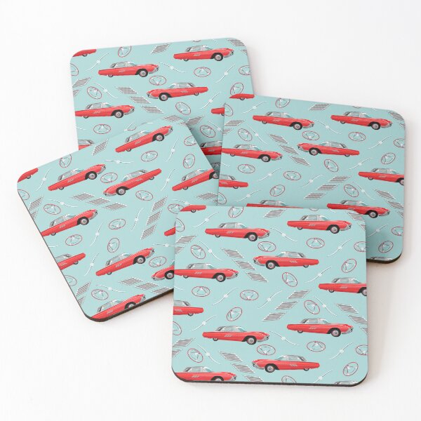 Item preview, 1963 Red Hot Hot Rod Antique Car on Light Teal a5d4d4 designed and sold by Art in My Loft.