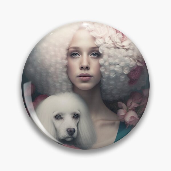 Item preview, Hermosa chica con perro caniche y flores designed and sold by My-Magic-World.