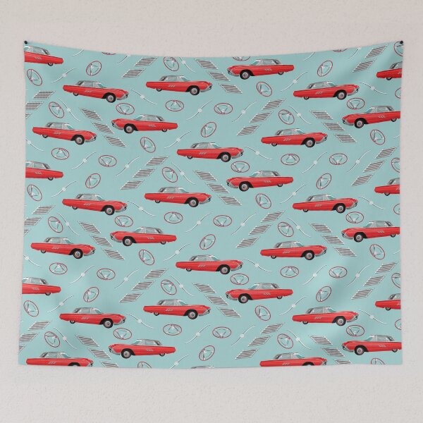 Item preview, 1963 Red Hot Hot Rod Antique Car on Light Teal a5d4d4 designed and sold by Art in My Loft.