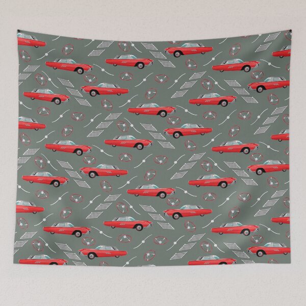 Item preview, 1963 Red Hot Hot Rod Antique Car on Medium Grey Half-Drop Repeat 5748 designed and sold by Art in My Loft.