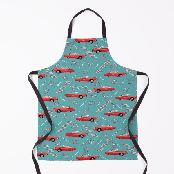 Item preview, 1963 Red Hot Hot Rod Antique Car on Medium Light Teal Half-Drop Repeat 5748 designed and sold by Art in My Loft.