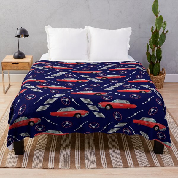 Item preview, 1963 Red Hot Hot Rod Antique Car on Navy 000140 designed and sold by Art in My Loft.