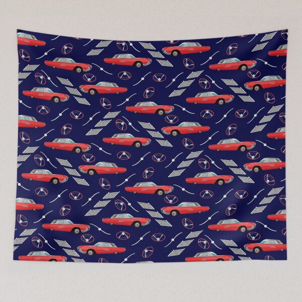 Item preview, 1963 Red Hot Hot Rod Antique Car on Navy 000140 designed and sold by Art in My Loft.