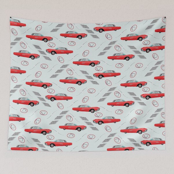 Item preview, 1963 Red Hot Hot Rod Antique Car on Pale Grey Half-Drop Repeat 5748 designed and sold by Art in My Loft.