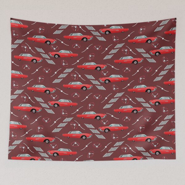 Item preview, 1963 Red Hot Hot Rod Antique Car on Red Brown Half-Drop Repeat 5748 designed and sold by Art in My Loft.