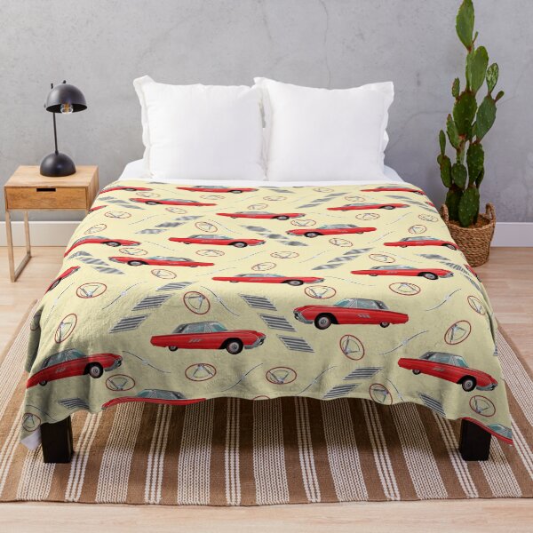 Item preview, 1963 Red Hot Hot Rod Antique Car on Light Yellow Half-Drop Repeat 5748 designed and sold by Art in My Loft.