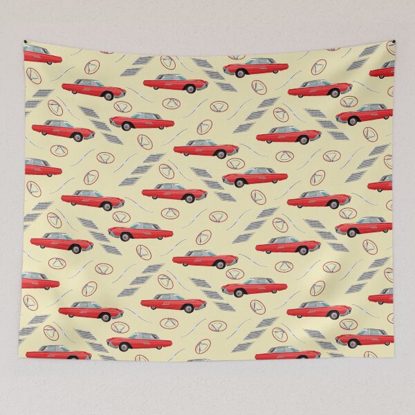 Item preview, 1963 Red Hot Hot Rod Antique Car on Light Yellow Half-Drop Repeat 5748 designed and sold by Art in My Loft.