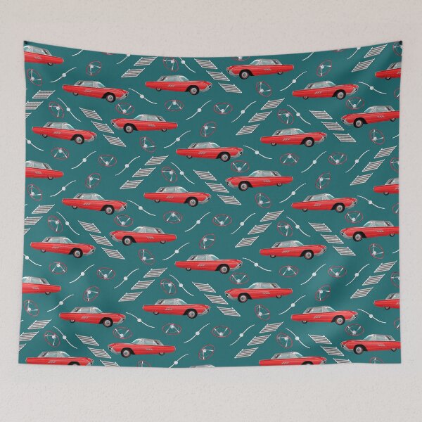 Item preview, 1963 Red Hot Hot Rod Antique Car on Teal 1a6a6f designed and sold by Art in My Loft.